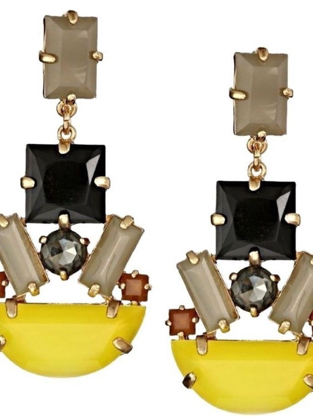 Kate Spade Mad Money Dangle Black Green Gold Tone Earrings